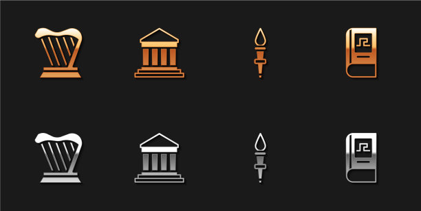 竖琴和帕台农神庙的圣火和希腊历史图片下载