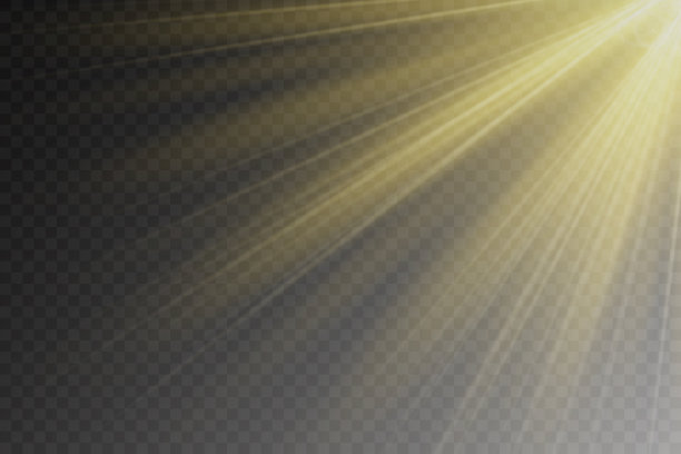 光耀斑特效与光线和魔法火花。发光透明矢量光效果组，爆炸，闪光，火花，太阳闪光。图片下载