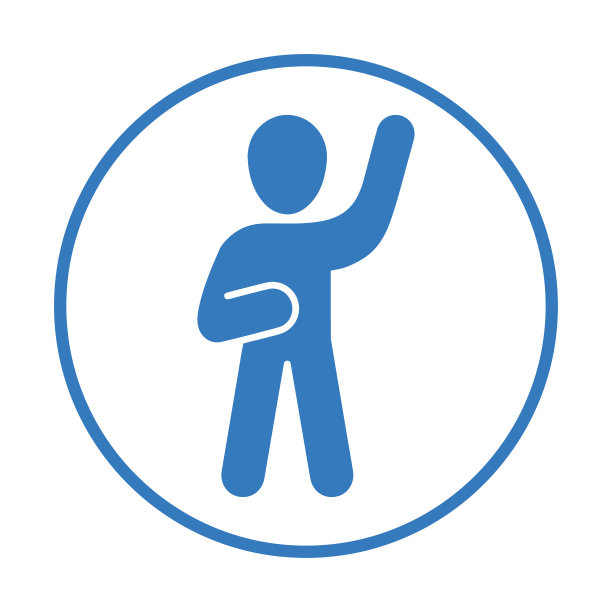 顾客，先生，举手示意。蓝色的设计。图片下载