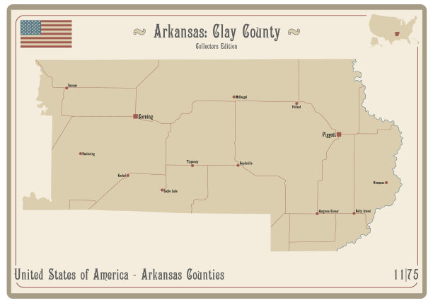 阿肯色州克莱县地图图片下载