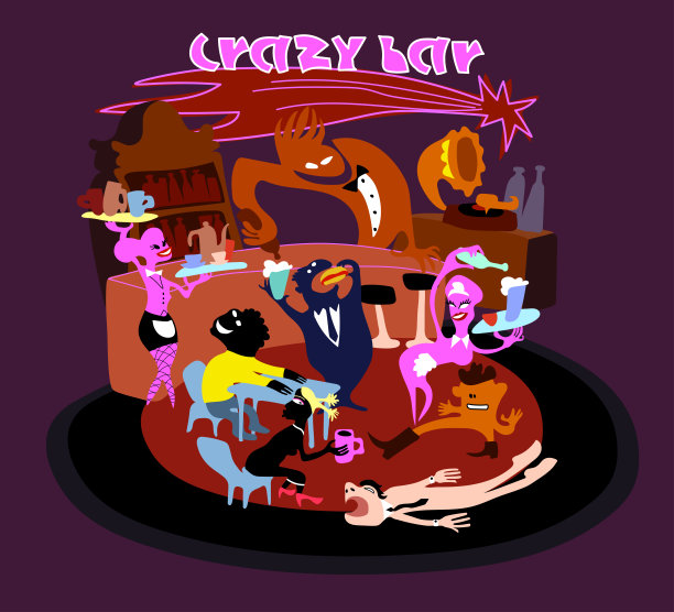 黑胶唱片上的音乐派对，喧闹的人们在复古迪斯科舞厅，在酒吧里庆祝生日图片下载