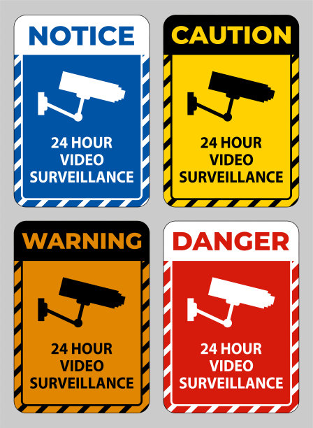 监控 24小时视频监控标志图片下载