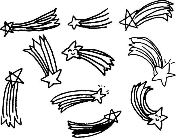 Monochrome可爱的流星涂鸦由儿童集图片下载