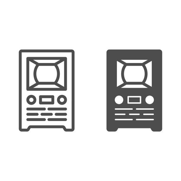 复古电视线和固体图标，显示器和电视概念，老的复古电视矢量标志上的白色背景，轮廓风格的图标移动概念和网页设计。矢量图形。图片下载