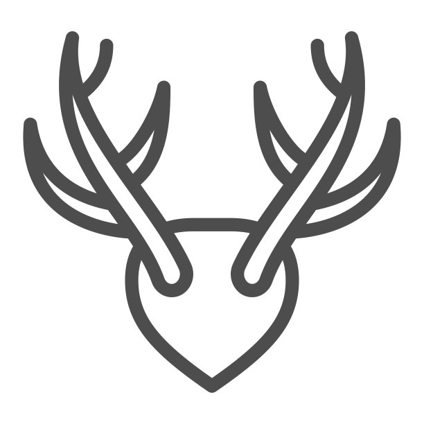 角作为战利品线图标，狩猎和装饰概念，安装鹿角角矢量标志上的白色背景，轮廓风格图标的移动概念和网页设计。矢量图形。图片下载