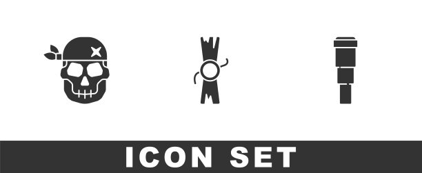 Set skull政令，羊皮纸卷轴和望远镜图片下载