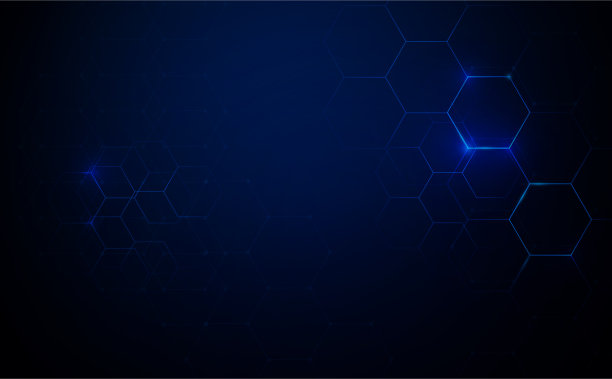 抽象蓝色六边形图案技术数字化图片下载