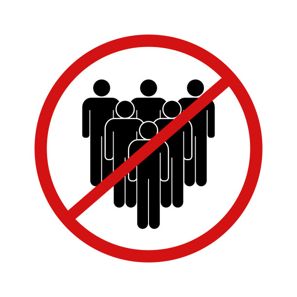 停止人群图标与社会距离的概念图片下载