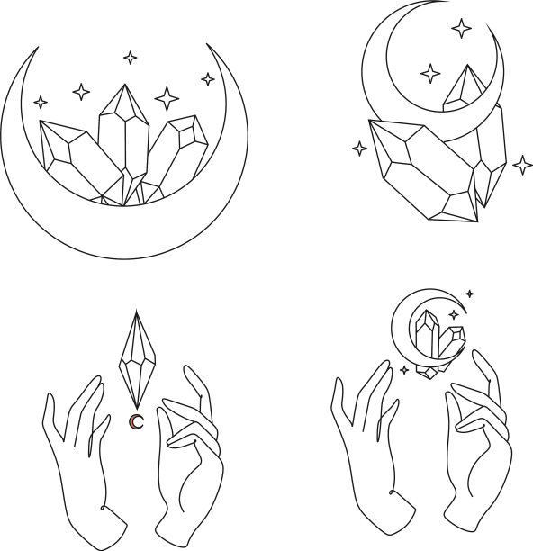 一组女性手标志在最小的线性图片下载