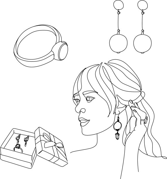 珠宝项目，头饰，项链，珠子，戒指，耳环图片下载