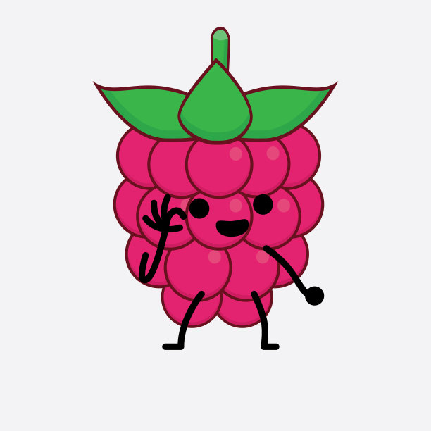 树莓水果可爱的性格与简单的脸图片下载