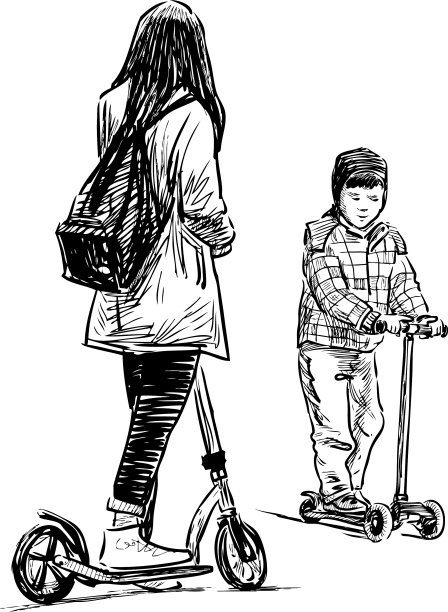 徒手画少女与小图片下载