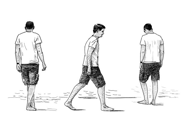 画的是光着脚散步的年轻人图片下载