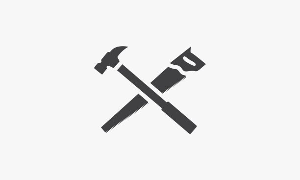 手锯锤十字架在白色的背景图片下载