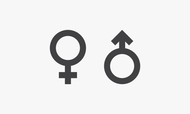 白色背景上的男女创意图标图片下载