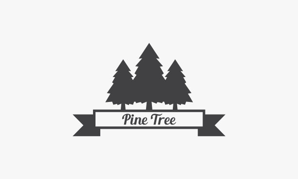 丝带松树在白色的背景创意图标图片下载