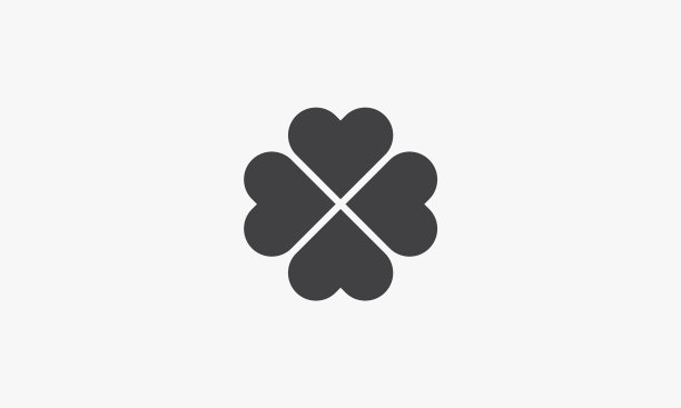 四心三叶草叶图标设计图片下载