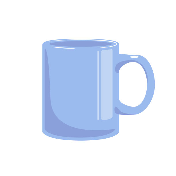 蓝色办公杯上的白色物体图片下载