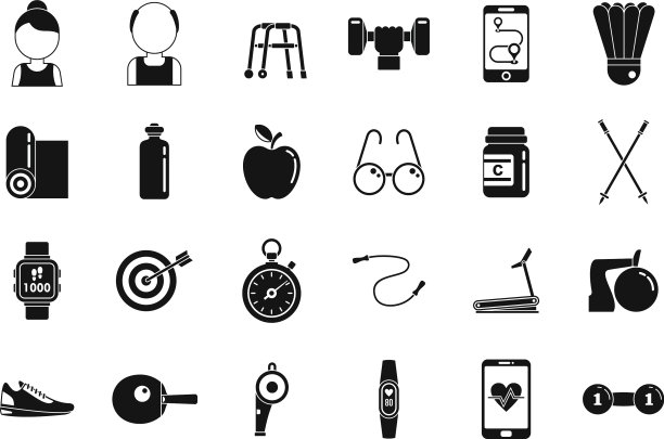 运动健身老图标设置简单的风格图片下载