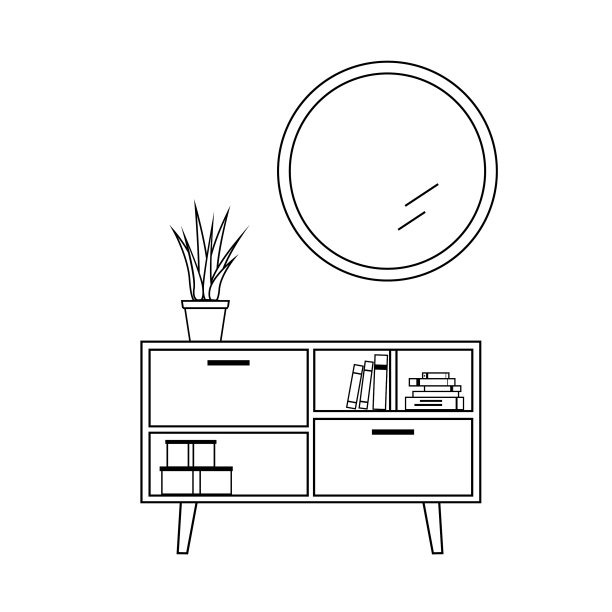 有植物和书的衣柜抽屉图片下载