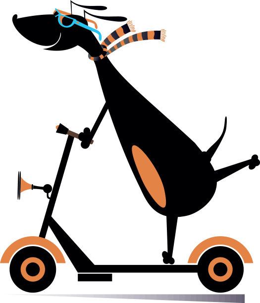 卡通狗骑摩托车孤立图片下载