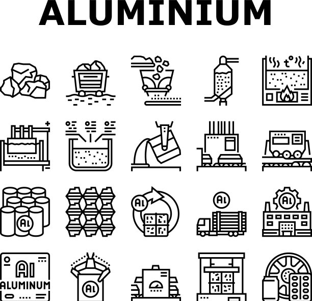 铝生产集合图标集图片下载
