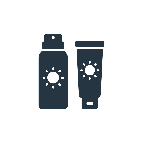 防晒霜图标。用于网站设计和移动、应用程序开发、打印的防晒霜图标。防晒霜图标从填充美容化妆品收集孤立的白色背景。图片下载