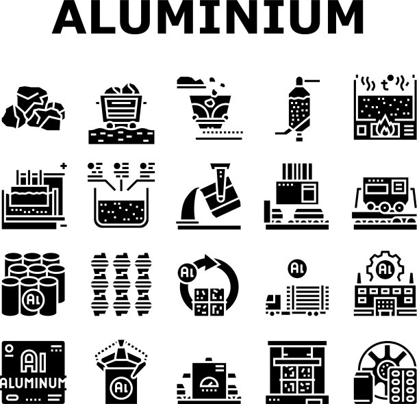 铝生产集合图标集图片下载