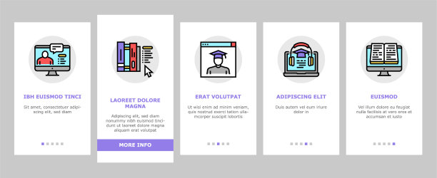 在线教育书籍上的图标集图片下载