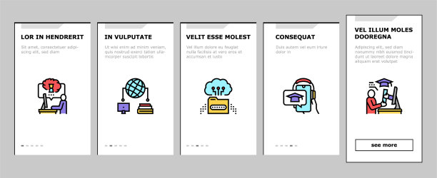 在线教育书籍上的图标集图片下载