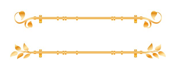 矢量插图檐口窗帘隔离在白色背景。一套逼真的金属窗帘杆和配件图标在平面卡通风格。用于室内设计的带环的新窗帘杆。图片下载