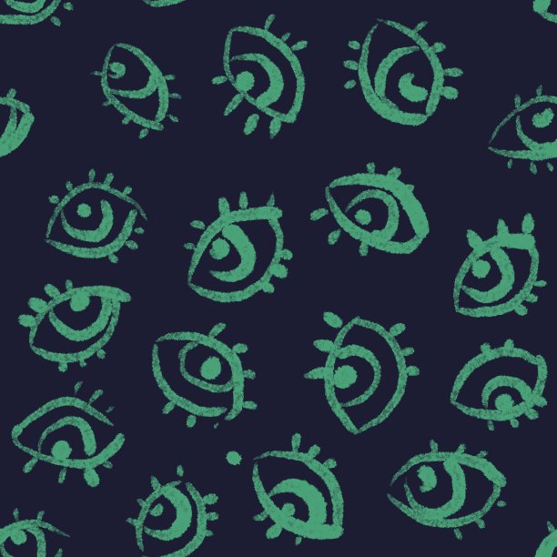 手画无缝模式与开放的眼睛。现代网站背景，壁纸，纺织印花设计。最小的北欧风格图片下载