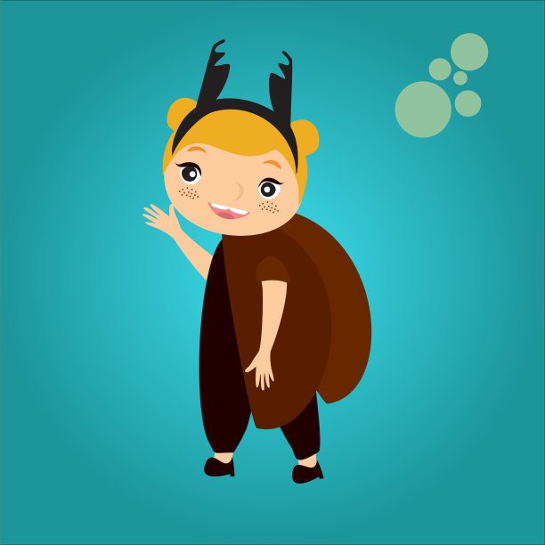 儿童服装昆虫插图图片下载