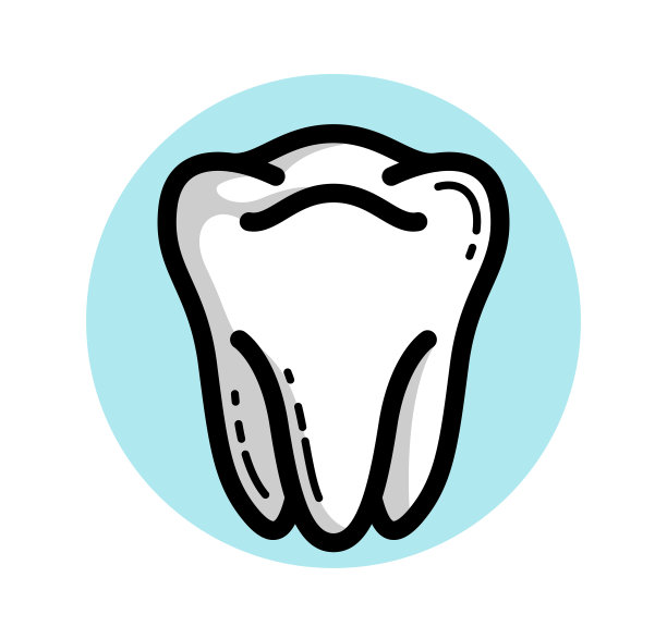 健康牙齿矢量线性图标孤立在白色背景。图片下载