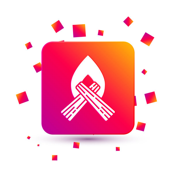 白色篝火图标孤立在白色背景图片下载