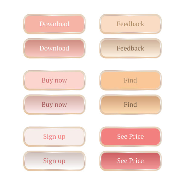 一套向量现代水平的美丽和时尚网站的网页按钮。图片下载