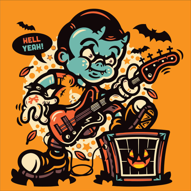 万圣节涂鸦人物插画图片下载