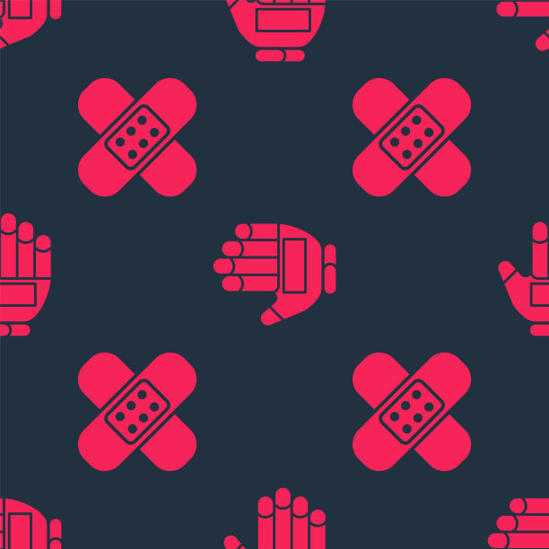 戴上交叉绷带石膏和曲棍球手套图片下载