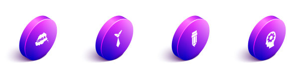 设置等距思想演讲泡泡领带铅笔图片下载