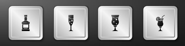 设置威士忌，玻璃瓶，香槟，啤酒和图片下载