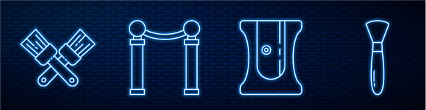 设线、卷笔刀、十字、油漆刷图片下载