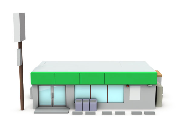 便利店的外观。白色背景。3 d渲染。图片下载