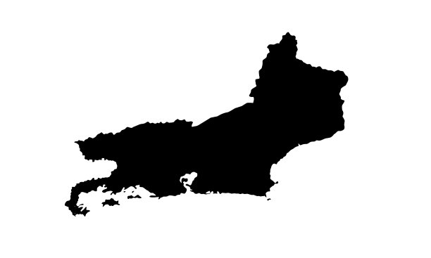 巴西里约热内卢城市的黑色剪影地图图片下载