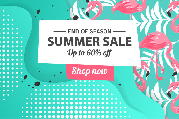 夏季促销横幅模板，夏季促销鲜艳的背景为您的广告图片下载