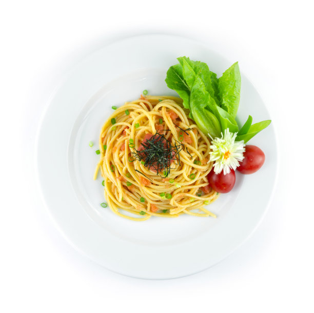 门太子意大利面奶油酱门太子上面的门太子鳕鱼籽和海藻日本Tara好味道的日本食物图片下载