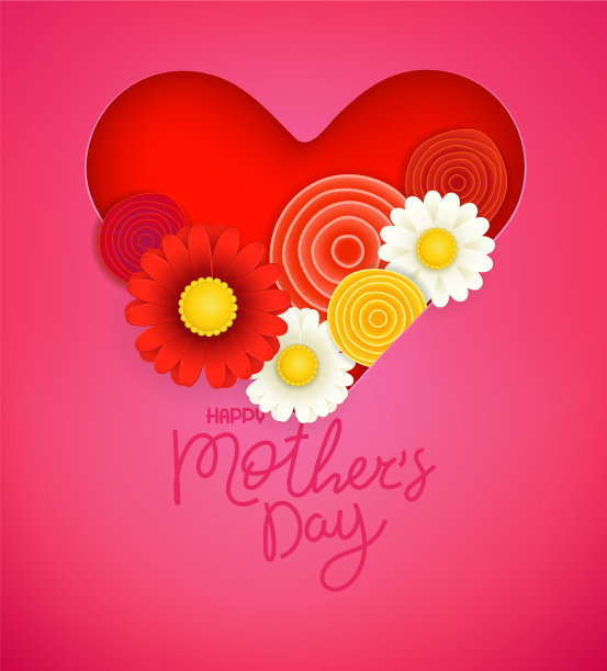 母亲节快乐横幅用鲜花剪下来图片下载