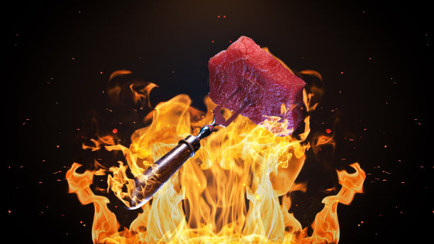 烤架上的牛排。三维渲染图片下载