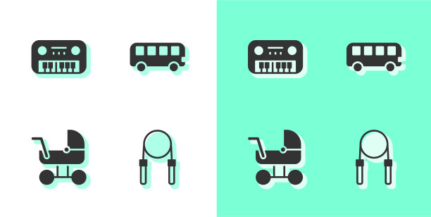 设置跳绳玩具钢琴踏板和公共汽车图片下载