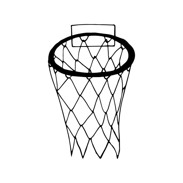 篮球筐。手绘涂鸦图标。矢量，斯堪的纳维亚，北欧，极简主义，单色。体育器材,游戏。图片下载