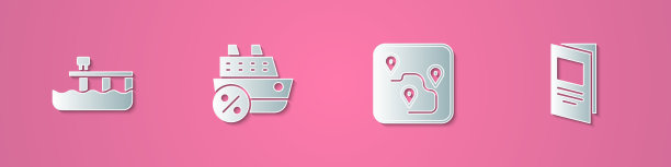 设置剪纸海滩码头码头游轮航线图片下载